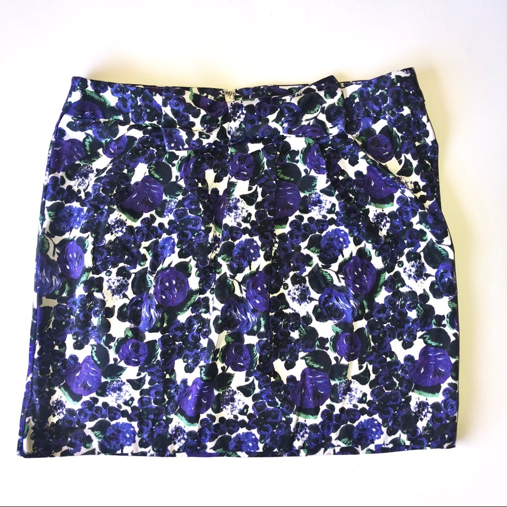 TopShop Purple Floral Pleated Skirt